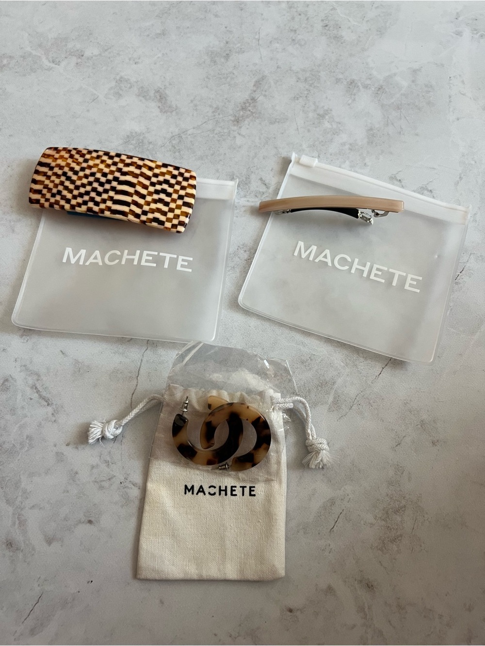 Machete Tortoiseshell Barrettes and Earrings Bundle set